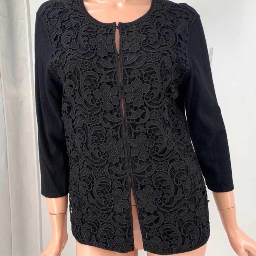 Chicos Black Lace Cardigan Top